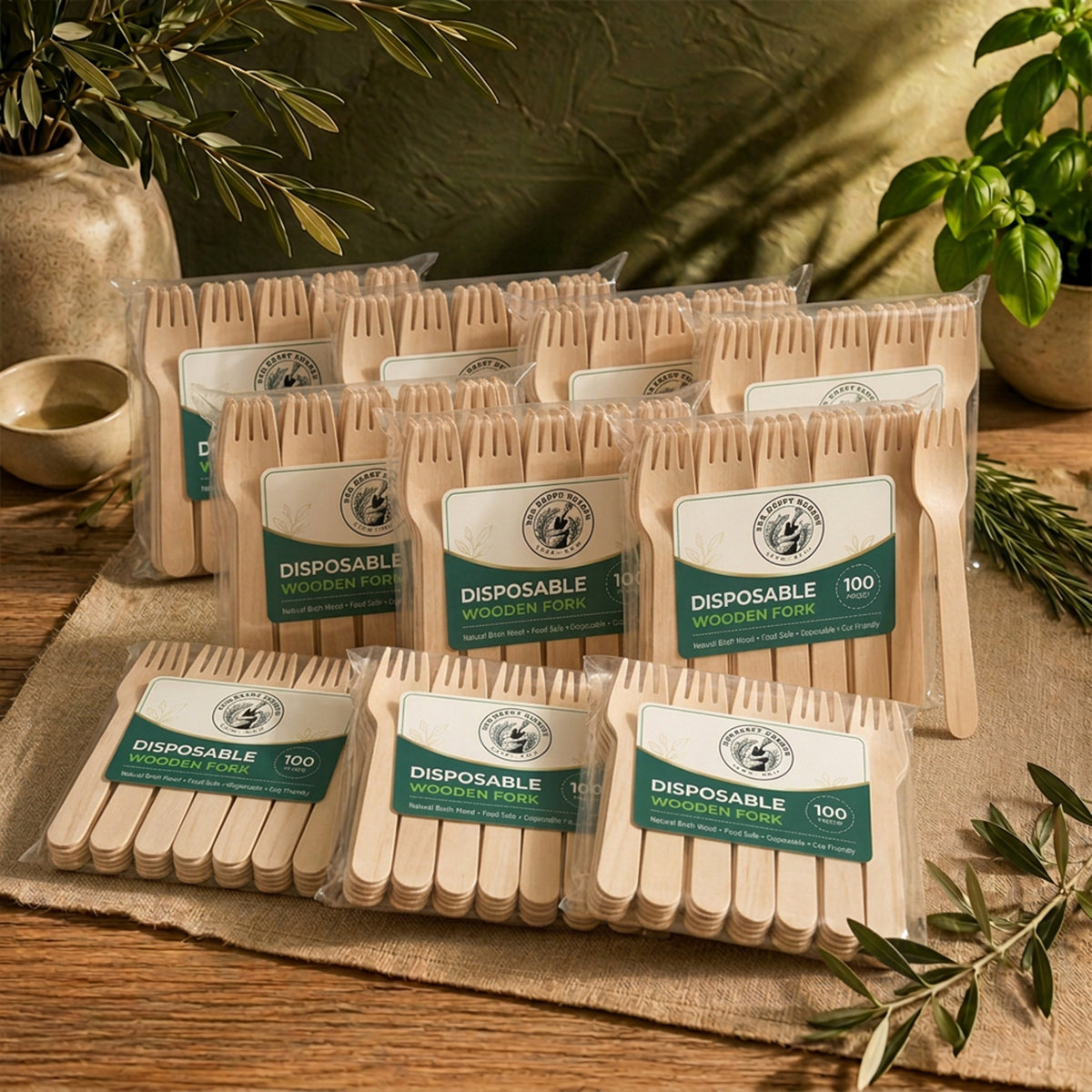 The Happy Garden Disposable Wooden Forks
