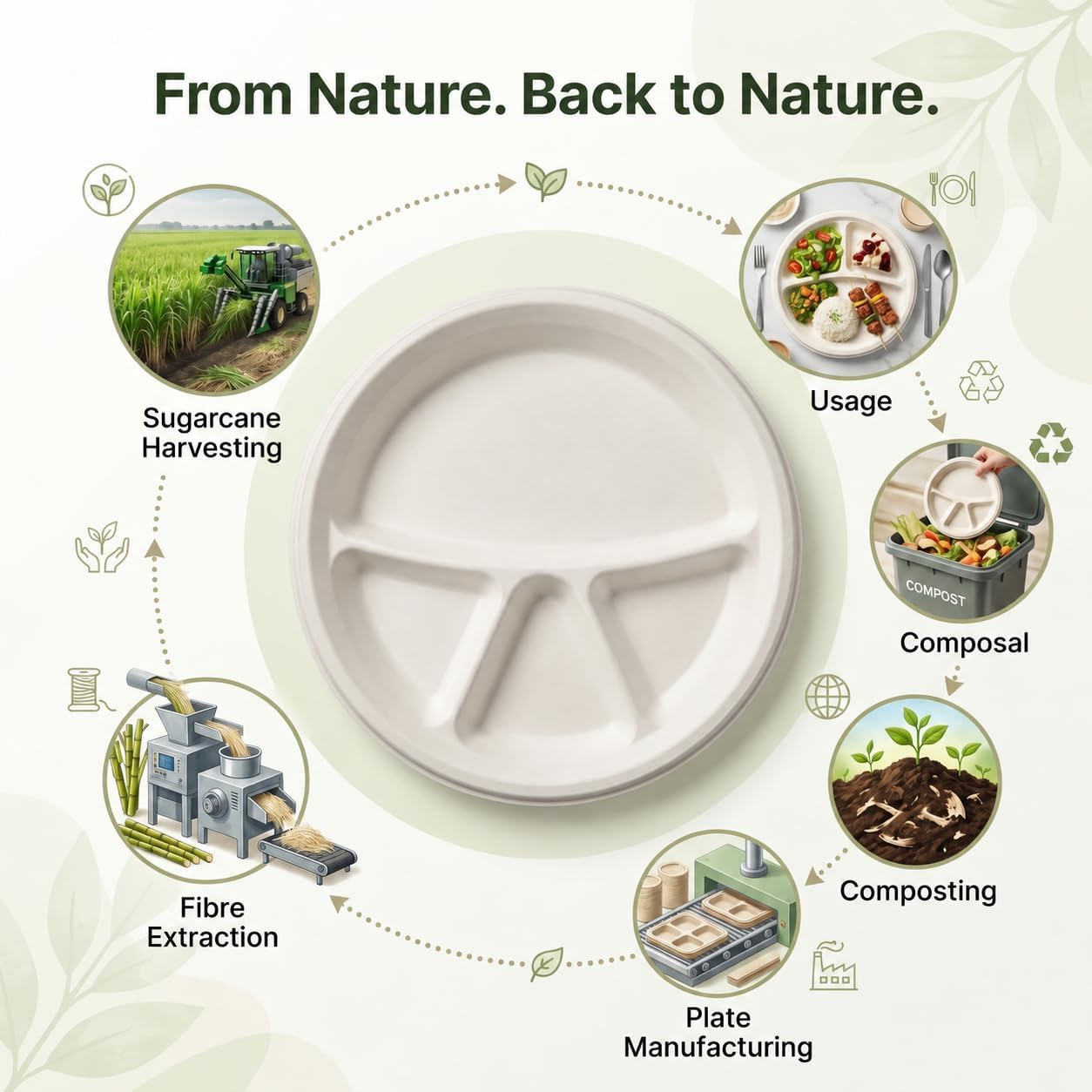 The Happy Garden Compostable Compartment Plates