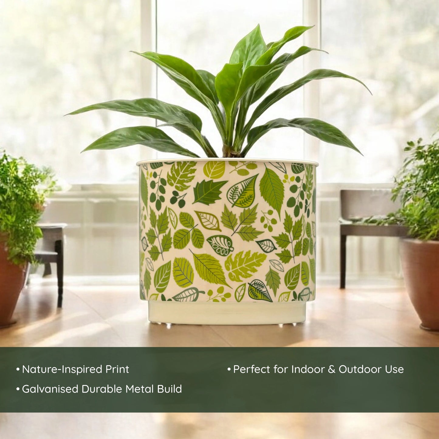 Printed Galvanised Pot-Natural Print