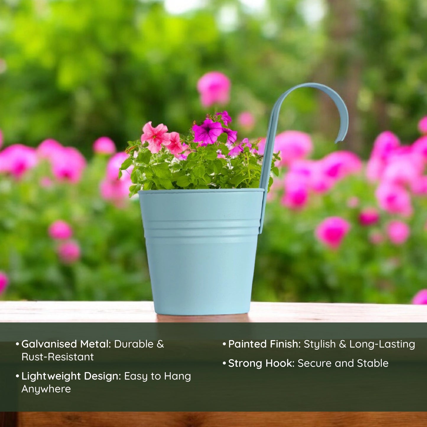 Hanging Railing Pot 10" Blue