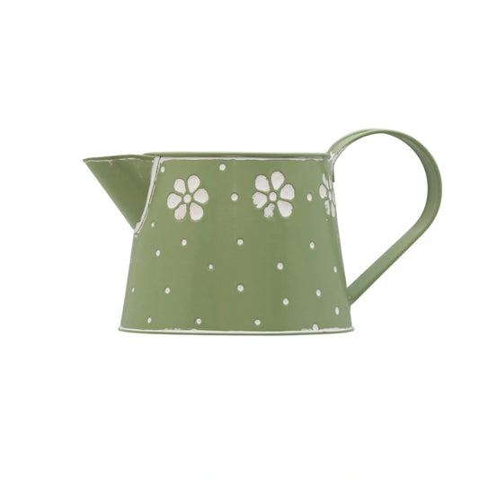 Lipped Galvanised Watering Can in Green