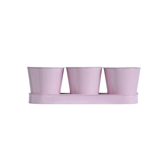 3 Herb Pot Set with Tray - Pink