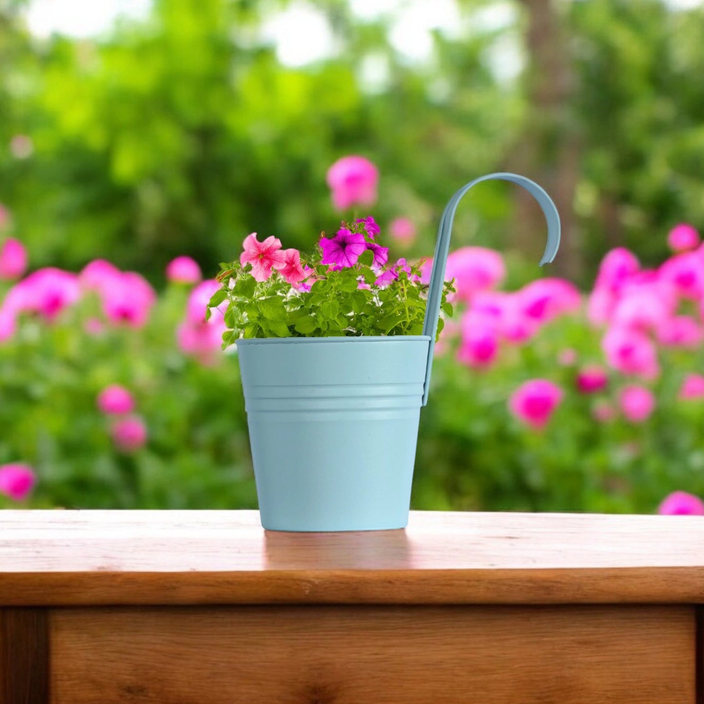 Hanging Railing Pot 10" Blue