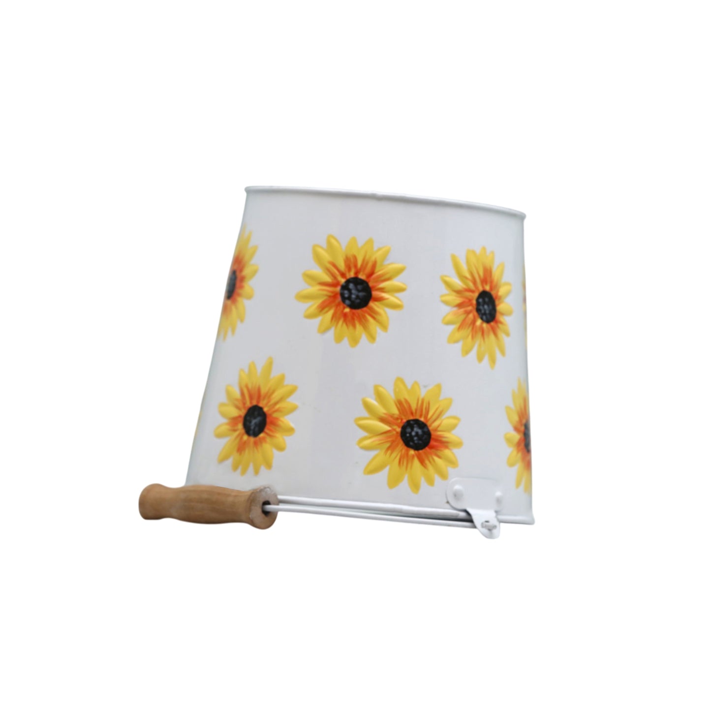 Sunflower-Themed Metal Water Bucket
