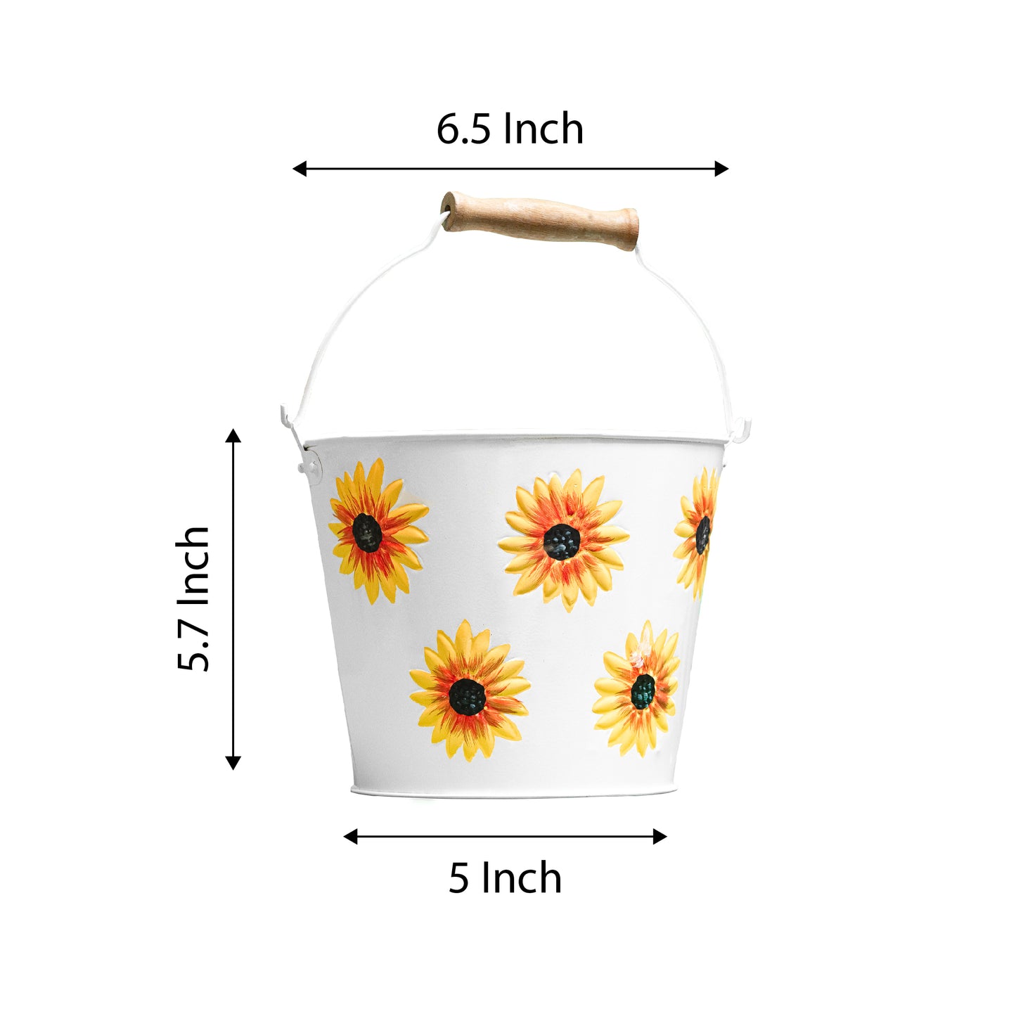 Sunflower-Themed Metal Water Bucket