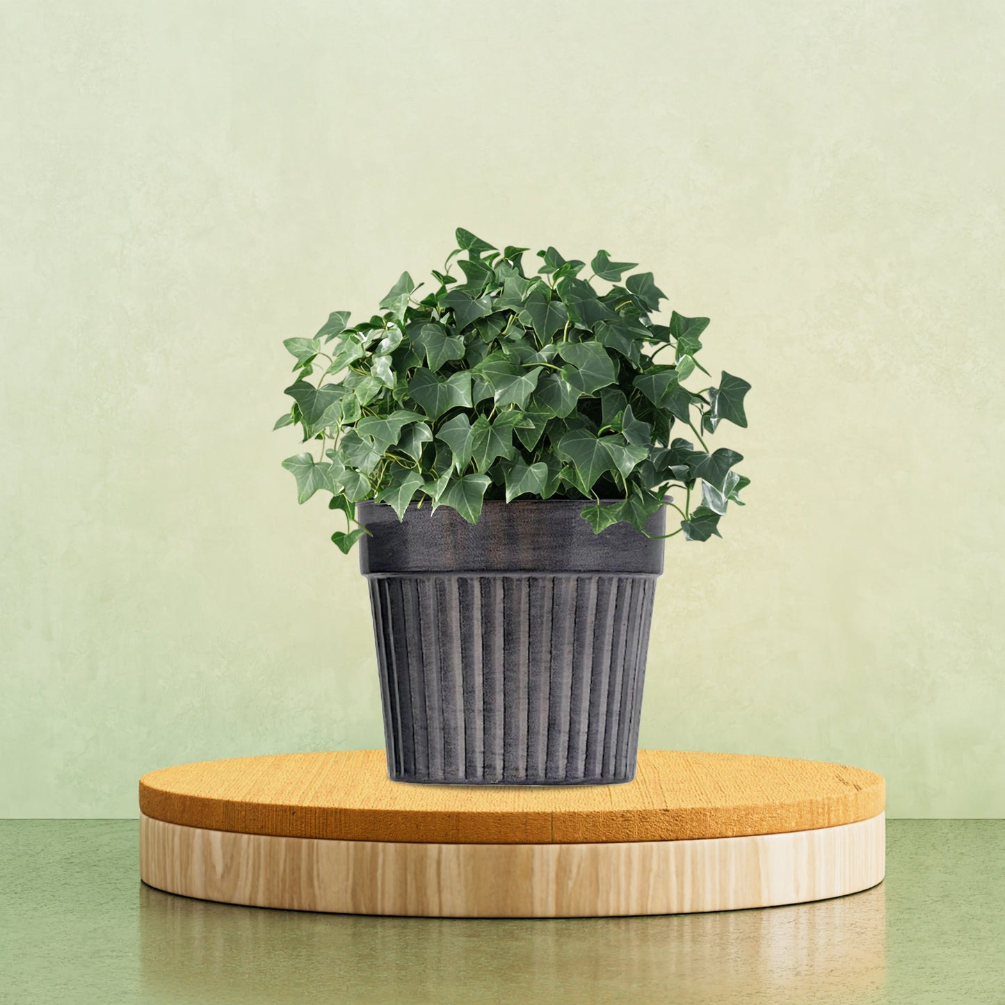 Galvanised Ribbed Metal Pot – Silver Antique Finish (Small)