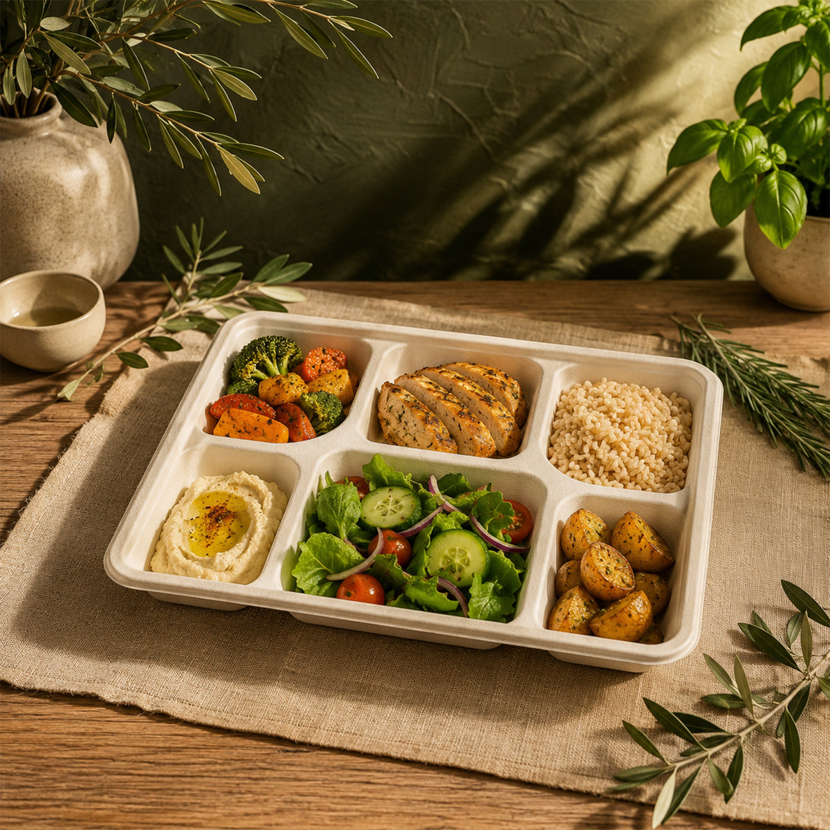 The Happy Garden Compostable Compartment Plates