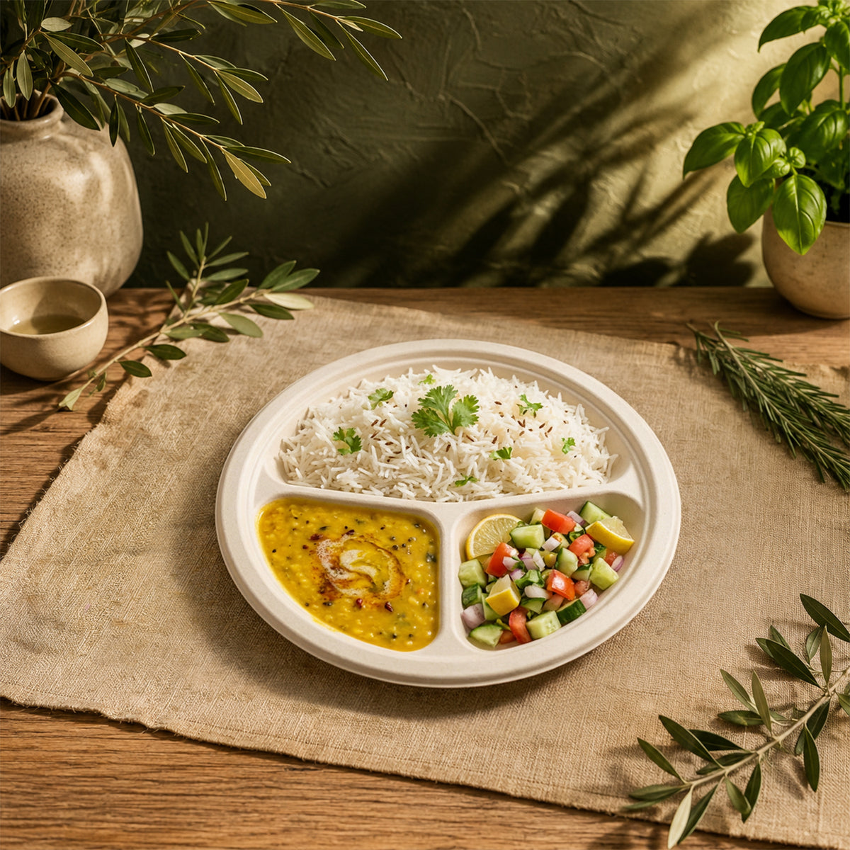 The Happy Garden Compostable Compartment Plates