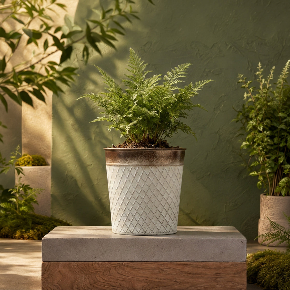 Silver Planter with Copper Top