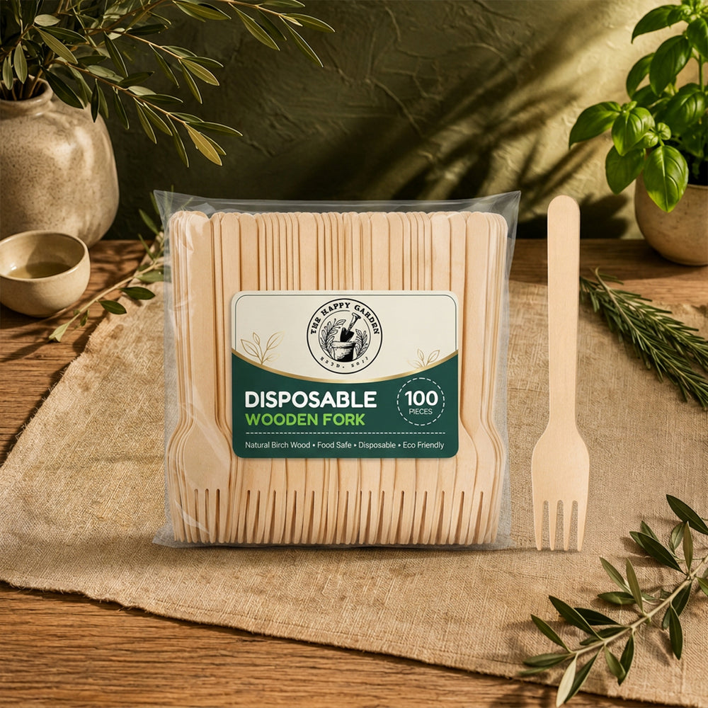 The Happy Garden Disposable Wooden Forks