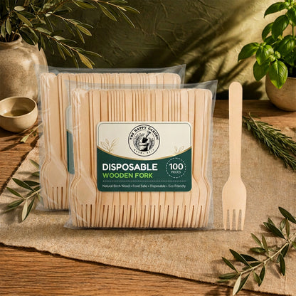 The Happy Garden Disposable Wooden Forks