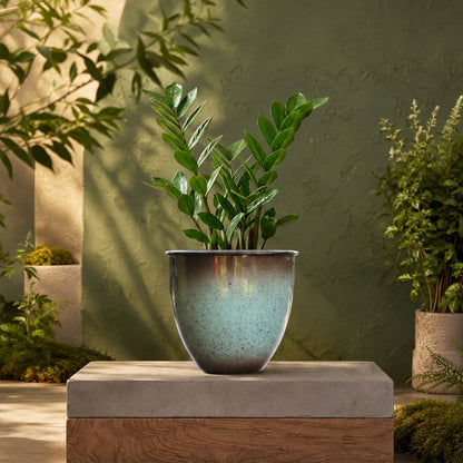 Blue Galvanised Taper Pot