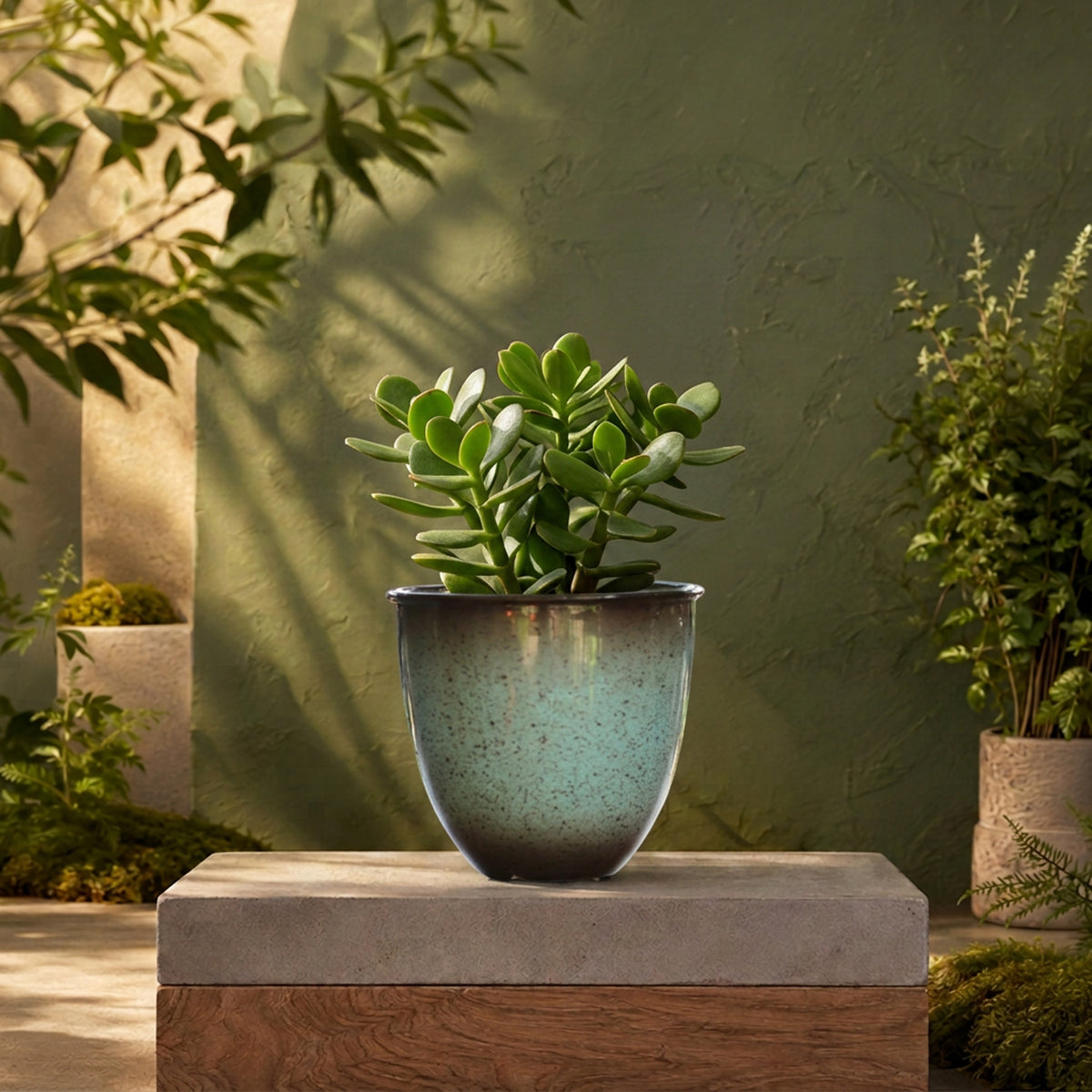 Blue Galvanised Taper Pot