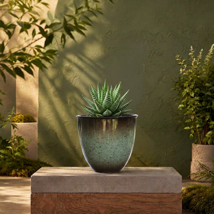 Blue Galvanised Taper Pot