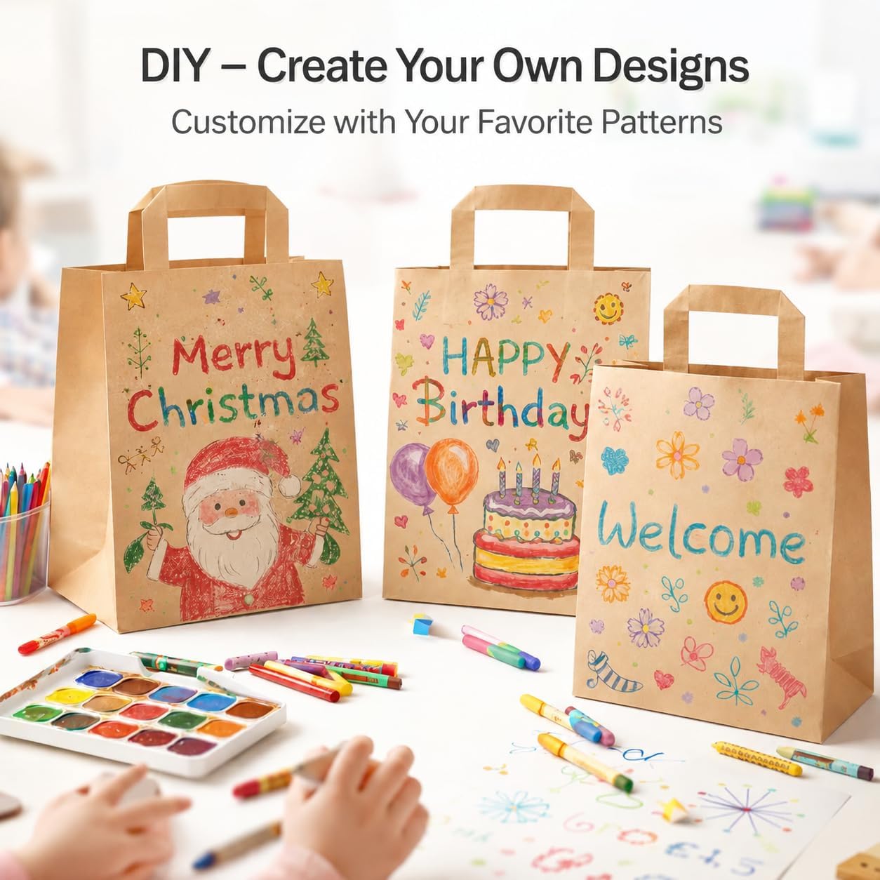 The Happy Garden Brown Kraft Paper Bags with Handles