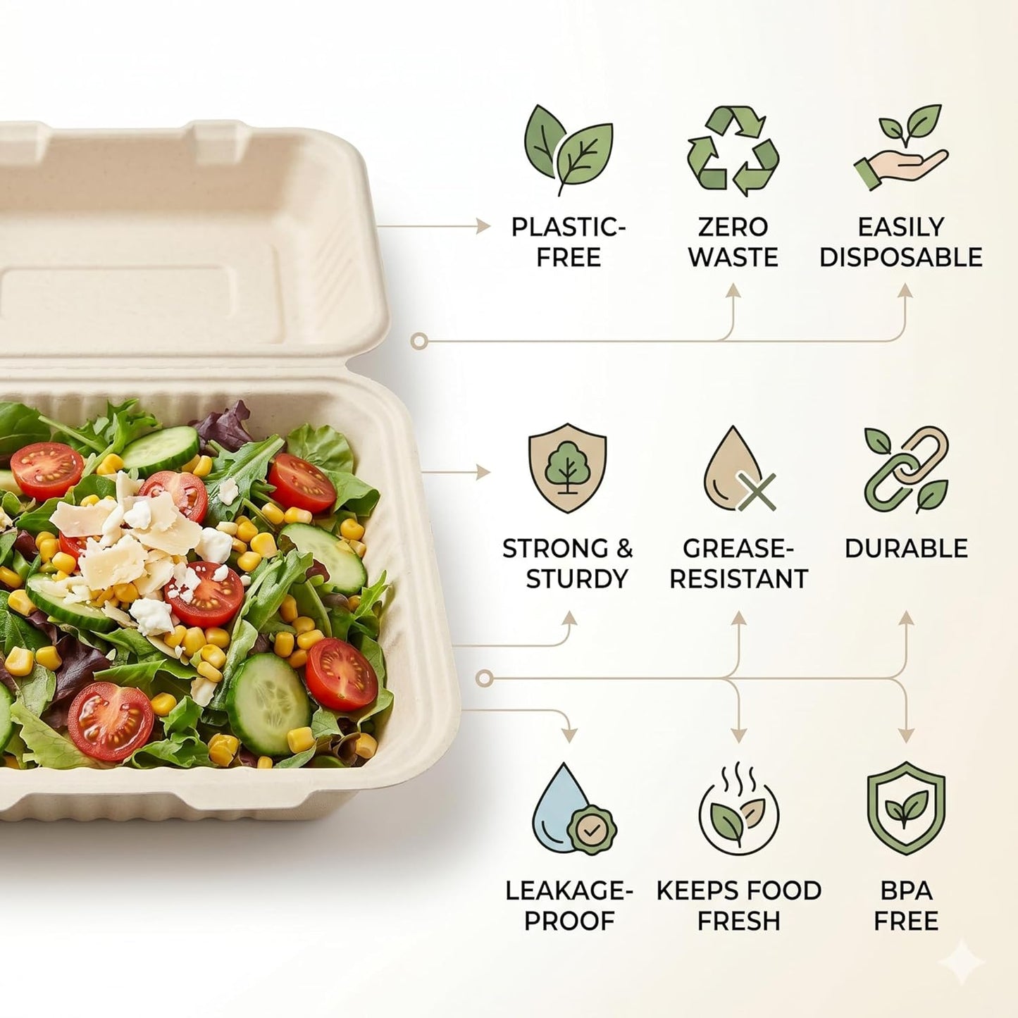 Sugarcane Fibre Clamshell Container