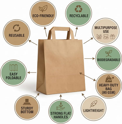 The Happy Garden Brown Kraft Paper Bags with Handles