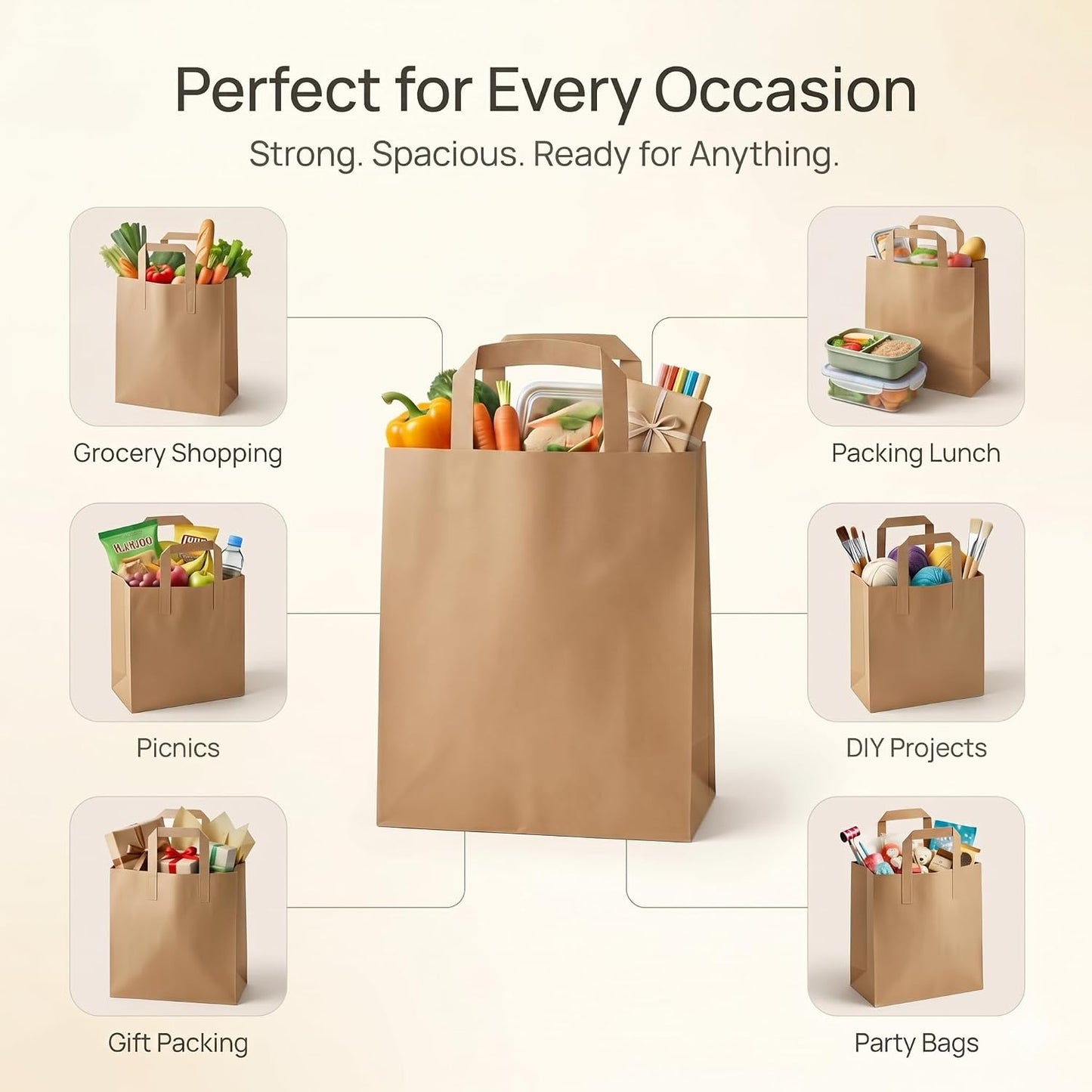 The Happy Garden Brown Kraft Paper Bags with Handles