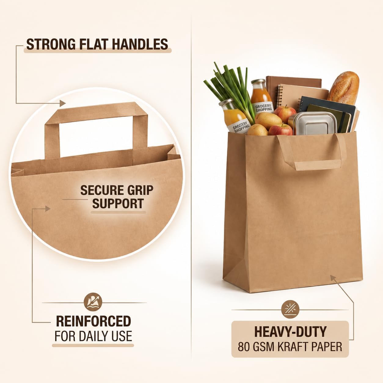 The Happy Garden Brown Kraft Paper Bags with Handles