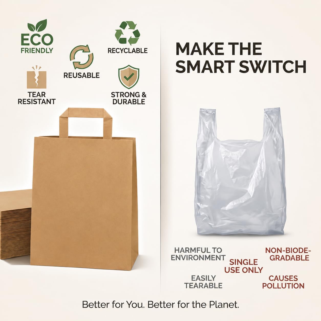 The Happy Garden Brown Kraft Paper Bags with Handles