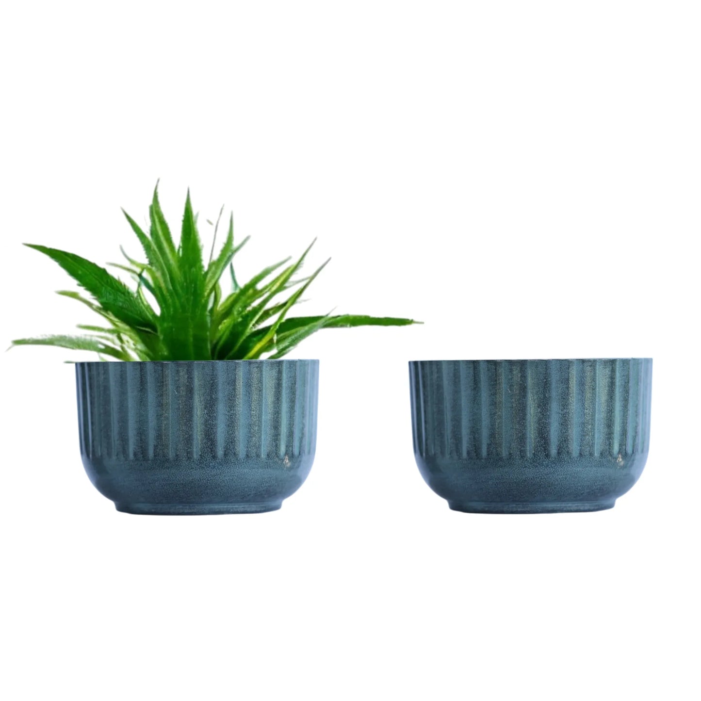 Galvanised Ribbed Bowl Planter