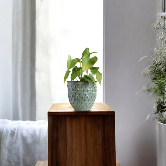 Blue Metal Planter