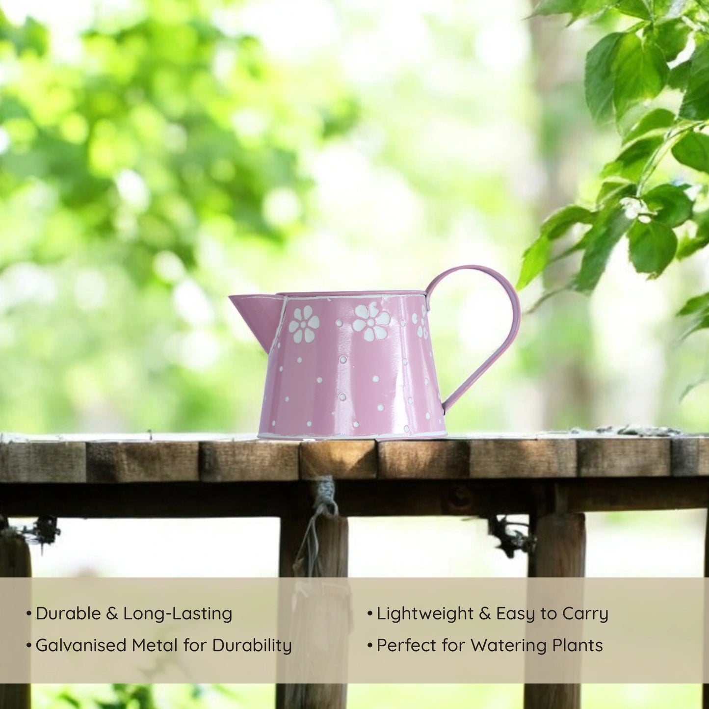 Lipped Galvanised Watering Can in Pink