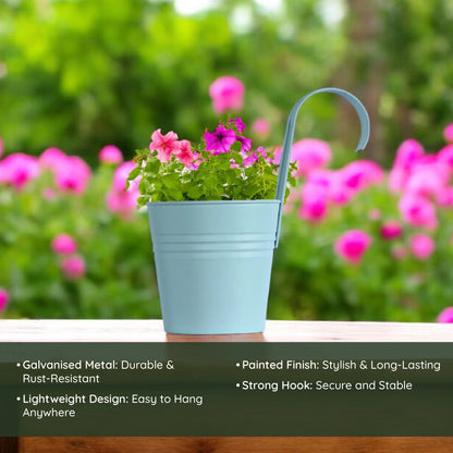 Hanging Railing Pot 10" Blue