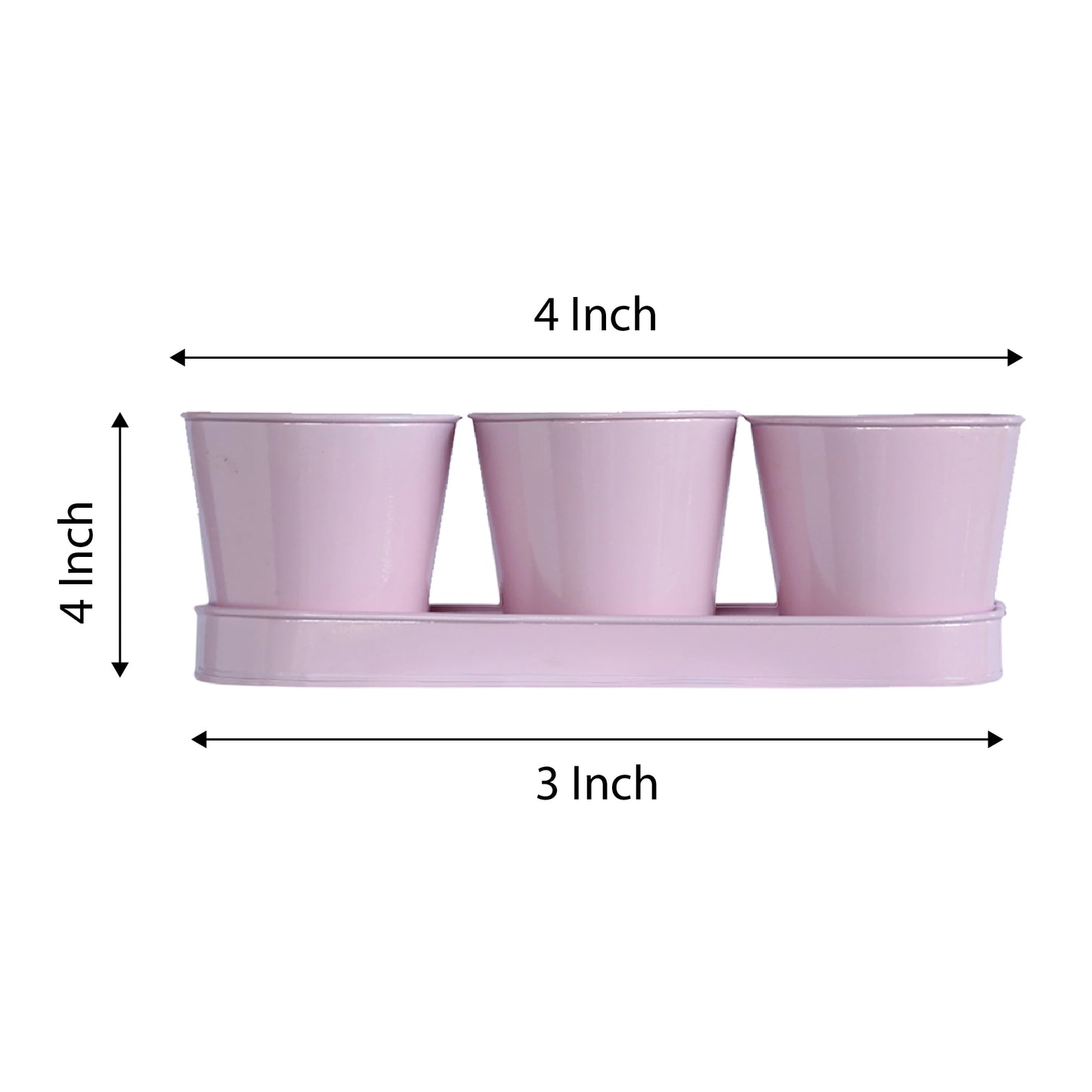 3 Herb Pot Set with Tray - Pink