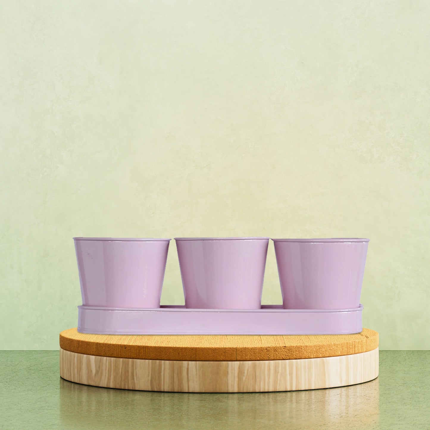 3 Herb Pot Set with Tray - Pink
