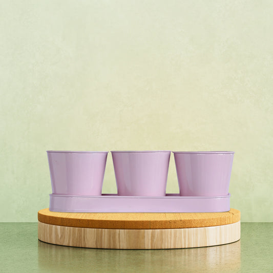 3 Herb Pot Set with Tray - Pink