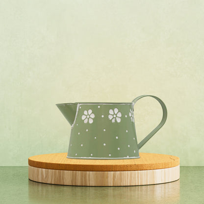 Lipped Galvanised Watering Can in Green