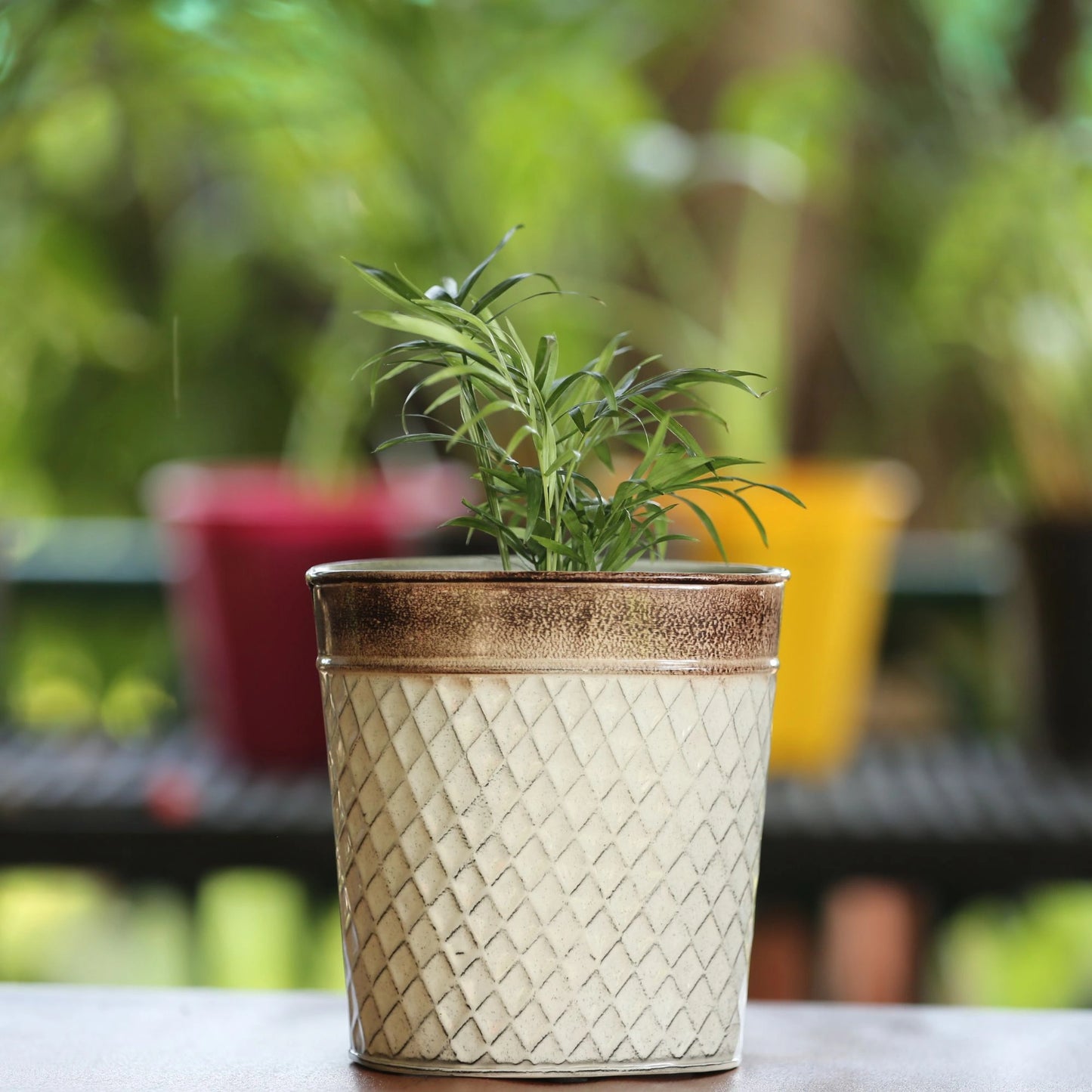 Galvanised Silver Planter with Copper - Top