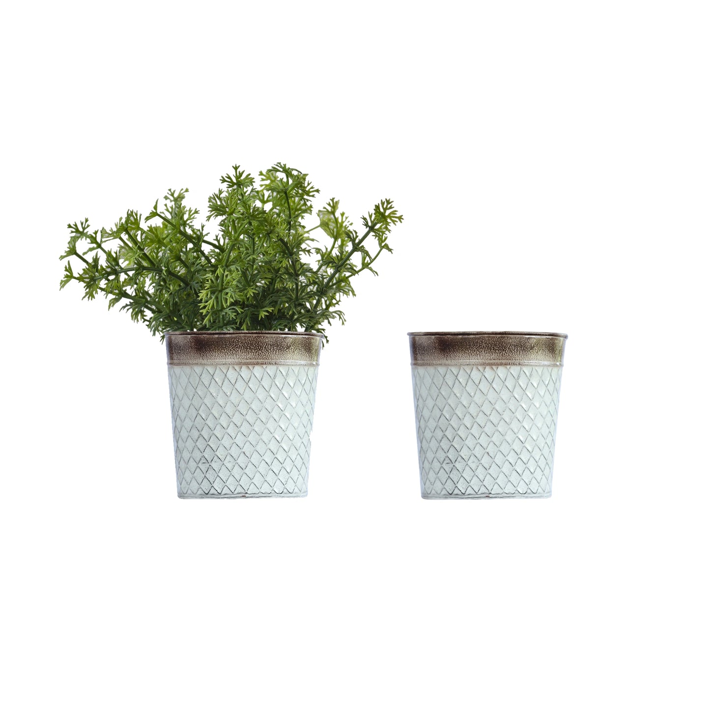 Galvanised Silver Planter with Copper - Top