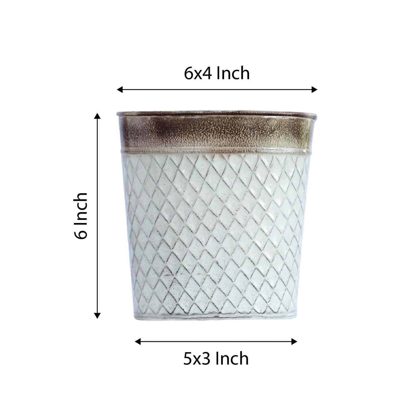Galvanised Silver Planter with Copper - Top