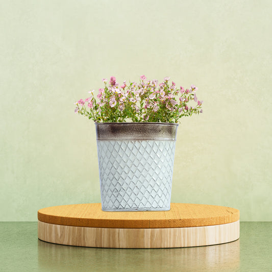 Galvanised Silver Planter with Copper - Top