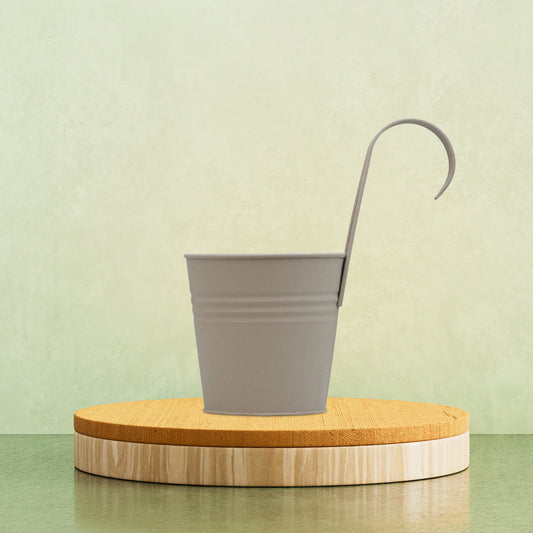 Hanging Railing Pot 10" Light Grey