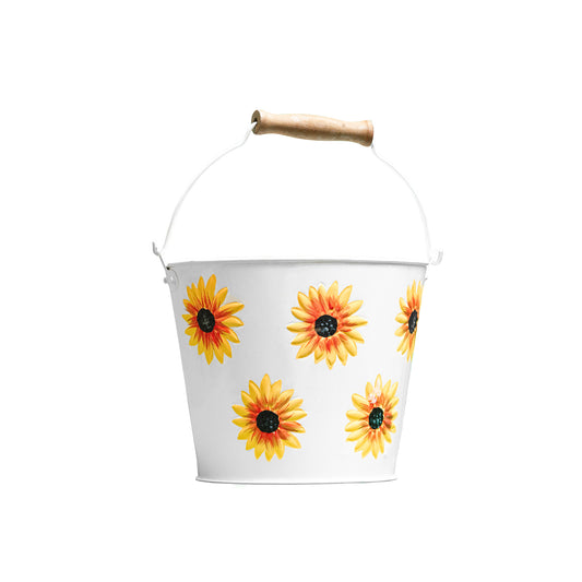 Sunflower-Themed Metal Water Bucket