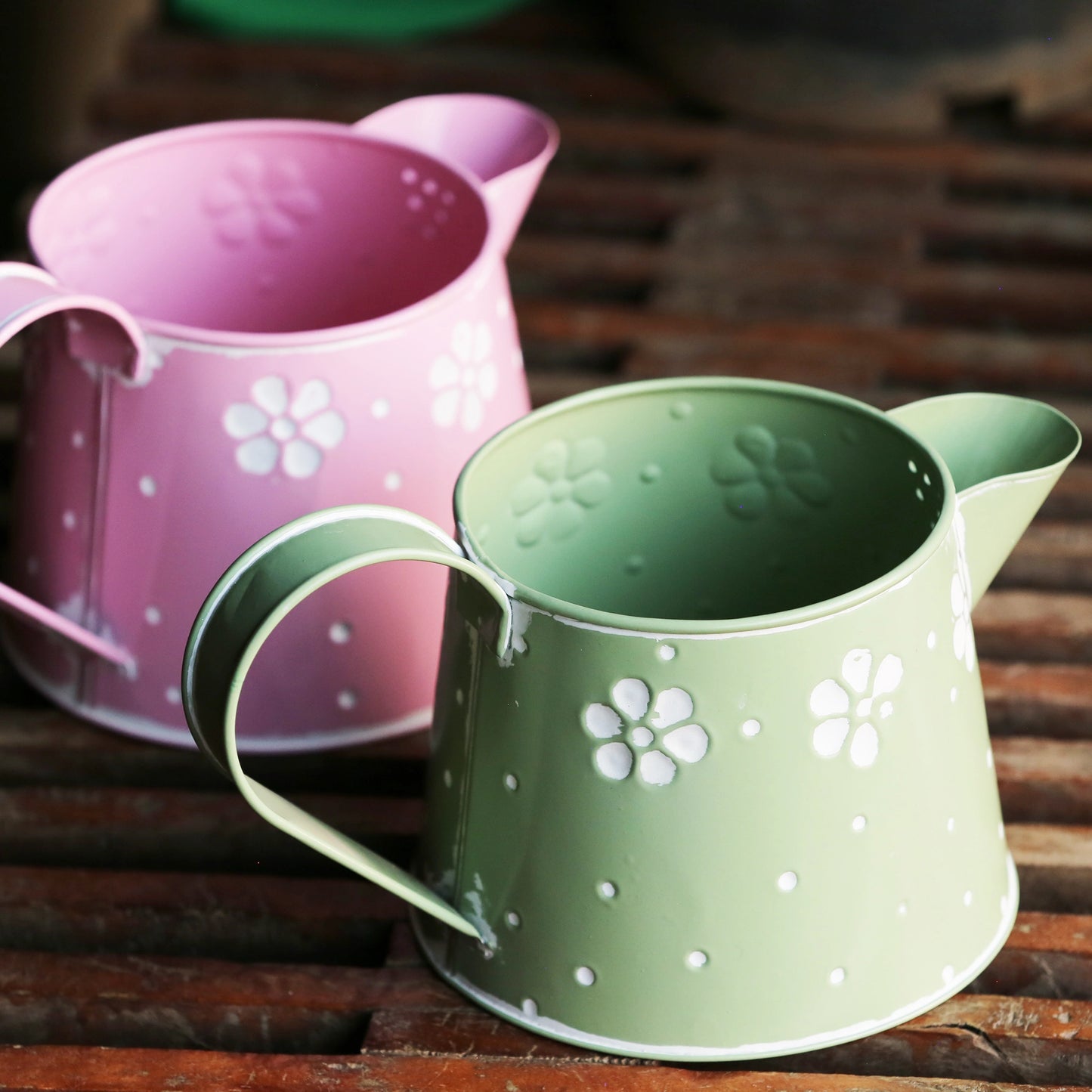 Lipped Galvanised Watering Can in Green