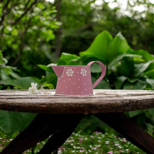 Lipped Galvanised Watering Can in Pink